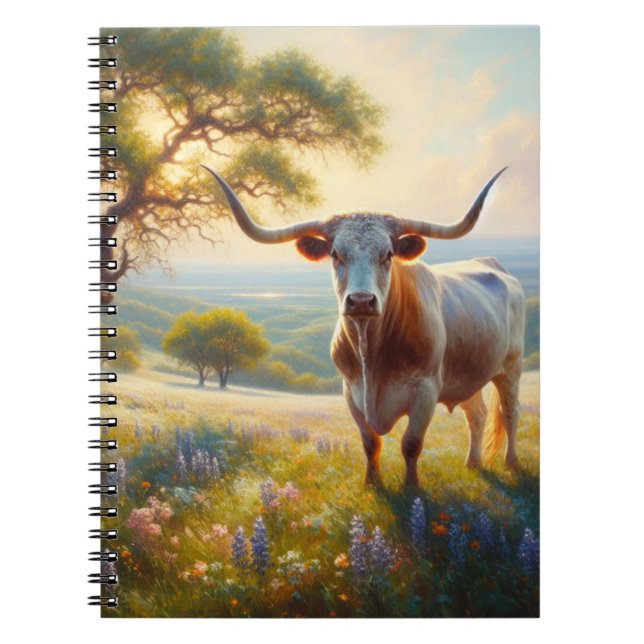 Caderno Espiral Primavera do Texas longhorn (Frente)