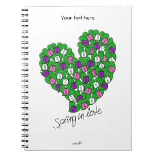 Caderno Espiral Primavera em Tulipas Coloridas com Amor (rosa,roxo