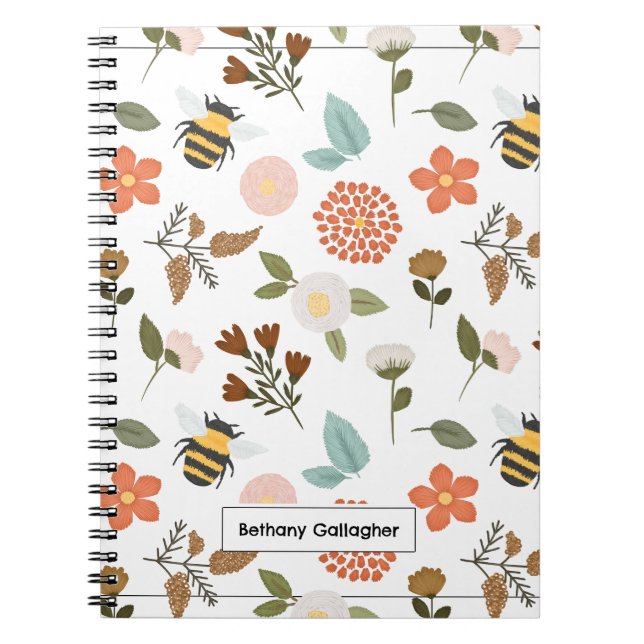 Caderno Espiral Primavera Floral Daffodil & Bebês | Personalizado (Frente)