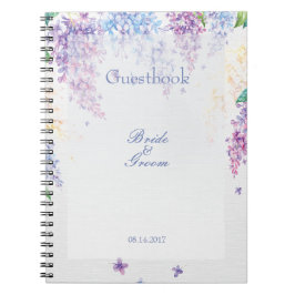 Caderno Espiral Primavera Lilac Flower Livro de convidados