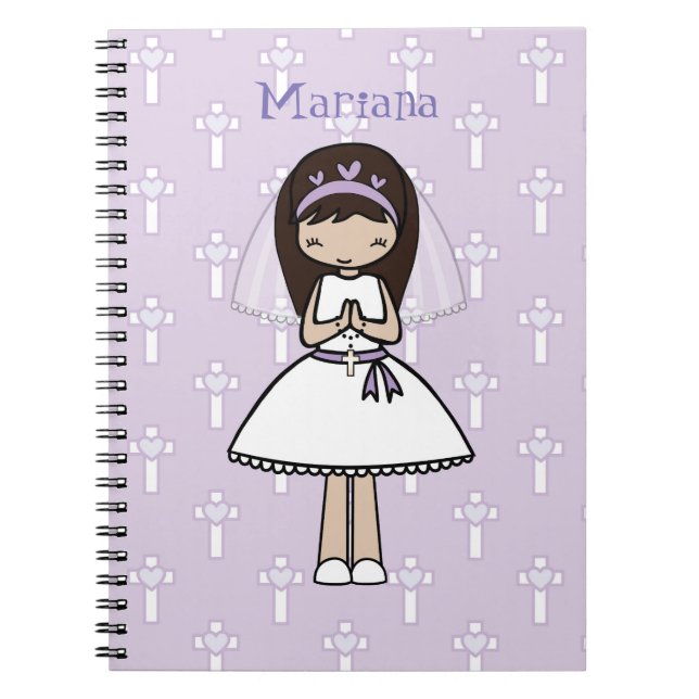 Caderno Espiral Primeira menina personalizada de Latina do dia do (Frente)