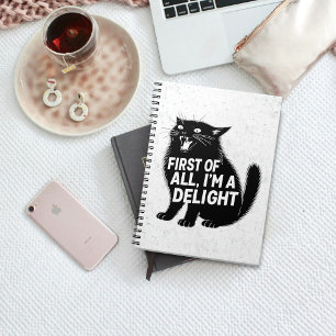 Caderno Espiral Primeiro De Tudo Sou Um Delicioso Gato Preto Rugid