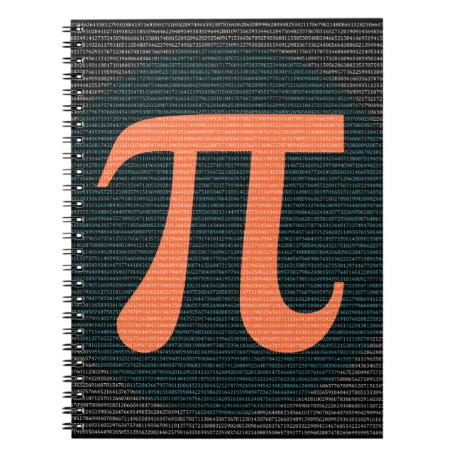 Caderno Espiral Primeiros 10.000 dígitos de Pi em azul e laranja (Frente)