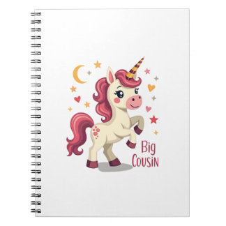 Caderno Espiral Primo Grande Unicórnio Vintage Cute Crianças Tipog