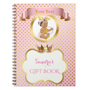 Caderno Espiral Princesa Bebê Menina Arco Rosa Dourado Presente Co