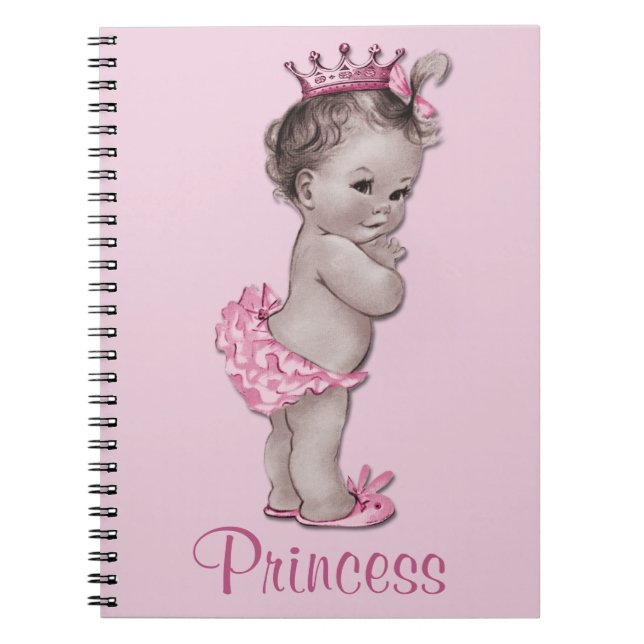 Caderno Espiral Princesa Cor-de-rosa Personalized do bebê do (Frente)