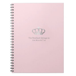 Caderno Espiral Princesa Coroa, um notebook rosa