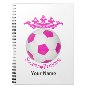 Caderno Espiral Princesa do Futebol, bola de futebol rosa