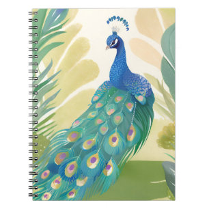 Caderno Espiral Princesa do Pavão Natureza Animal em Aquarela