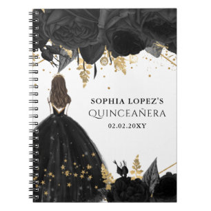 Caderno Espiral Princesa Floral Dourada Russa Quinceanera