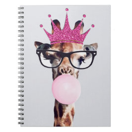 Caderno Espiral Princesa Giraffe a soprar pastilha elástica rosa