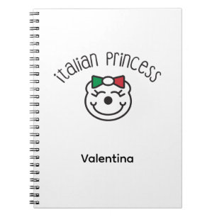 Caderno Espiral Princesa Italiana - Urso Bonito Desenhado À Mão