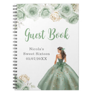 Caderno Espiral Princesa no Vestido Verde Doce Dezesseis Livro Con
