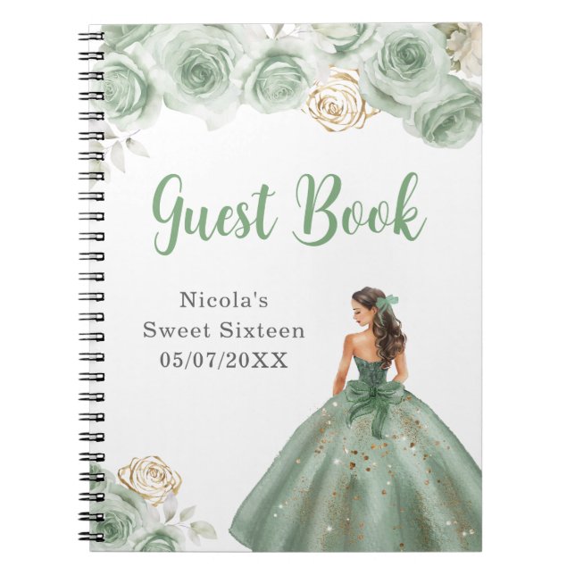 Caderno Espiral Princesa no Vestido Verde Doce Dezesseis Livro Con (Frente)