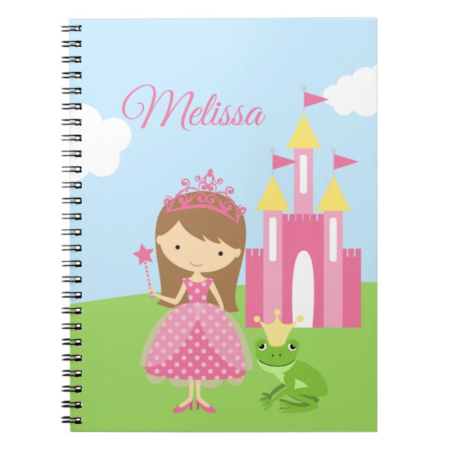 Caderno Espiral Princesa personalizada Caderno/Diário para meninas (Frente)