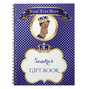 Caderno Espiral Príncipe Afro-Americano Azul Real Dourado Presente