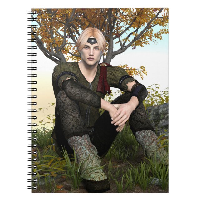 Caderno Espiral Príncipe Florestal da Fantasia de Outono Retrato (Frente)