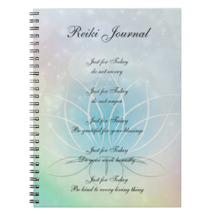 Caderno Espiral Princípios Reiki Sparkly Lotus design