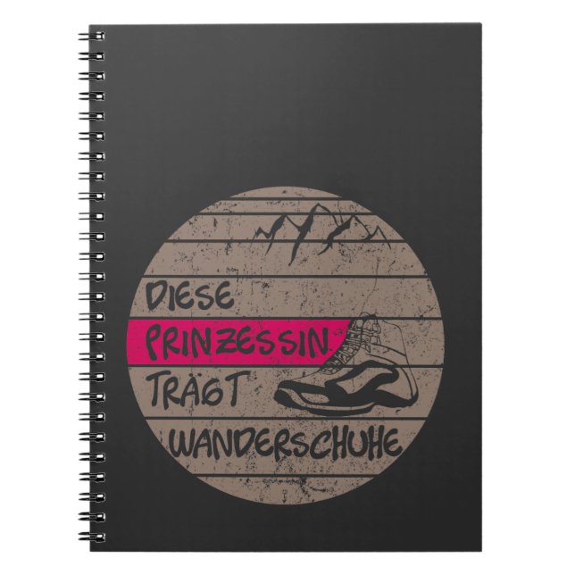 Caderno Espiral Prinzessin trägt Wanderschuhe, Sonnenuntergang (Frente)