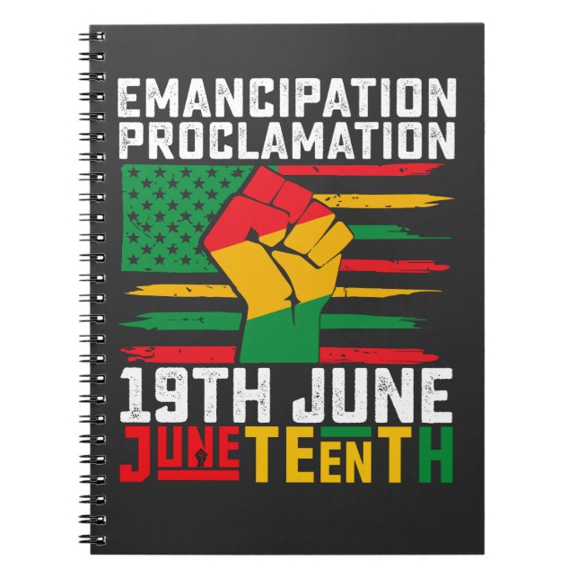 Caderno Espiral Proclamação de Emancipação do Juneteenth Liberdade (Frente)