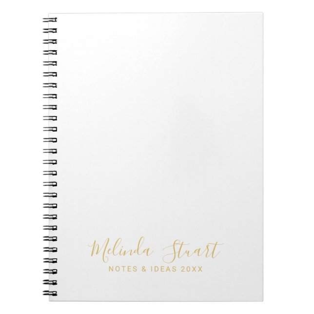 Caderno Espiral Professional Modern Script White and Gold (Frente)