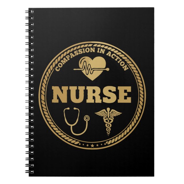 Caderno Espiral Professional Nurse Emblem | Compassion in Action  (Frente)