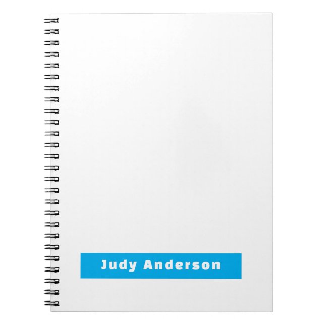 Caderno Espiral Professional Plain Modern Elegant Name Blue White (Frente)