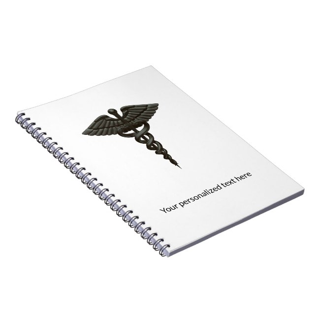 Caderno Espiral Professional Simple Medical Caduceus Black White (Lado Direito)