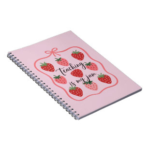 Caderno Espiral Professor Amante de Morango Ensino é Minha Paixão