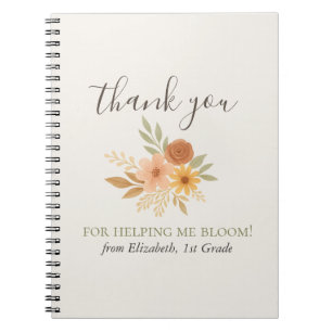 Caderno Espiral Professor de Boho Floral Watercolor Obrigado