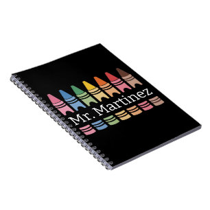 Caderno Espiral Professor de Giz de Cera Personalizado Nome Fofo V