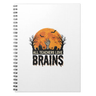 Caderno Espiral Professor de Halloween Cérebros Design Vetorial Vi