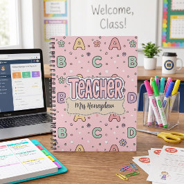 Caderno Espiral Professor de Letras Rosa Padrão Escolar