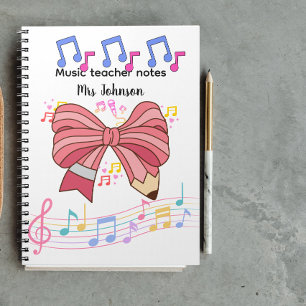Caderno Espiral Professor de música personalizado, nota musical co