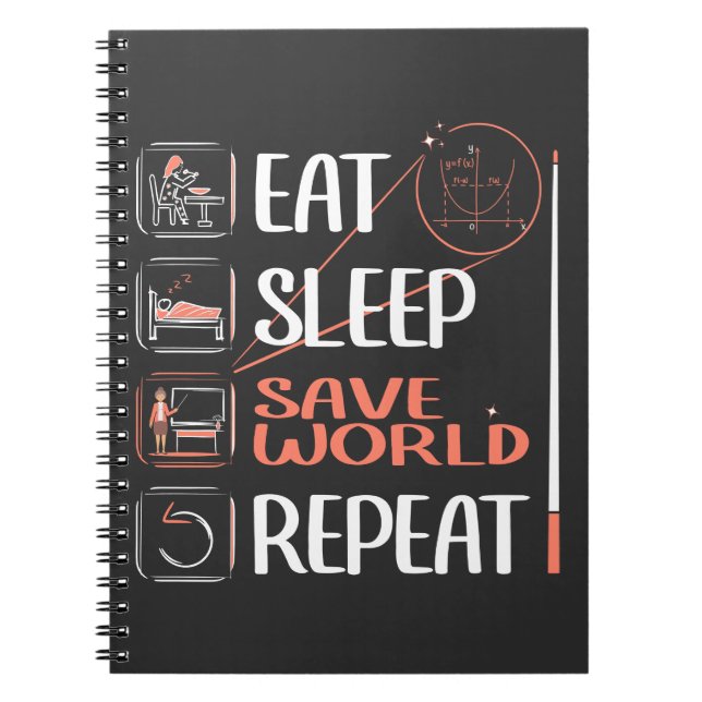 Caderno Espiral Professor de Super Matemática salva o mundo. Obrig (Frente)