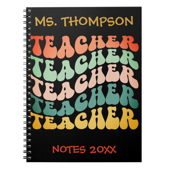 Caderno Espiral Professor de Tipografia de Ondas Retroativas Repet (Frente)