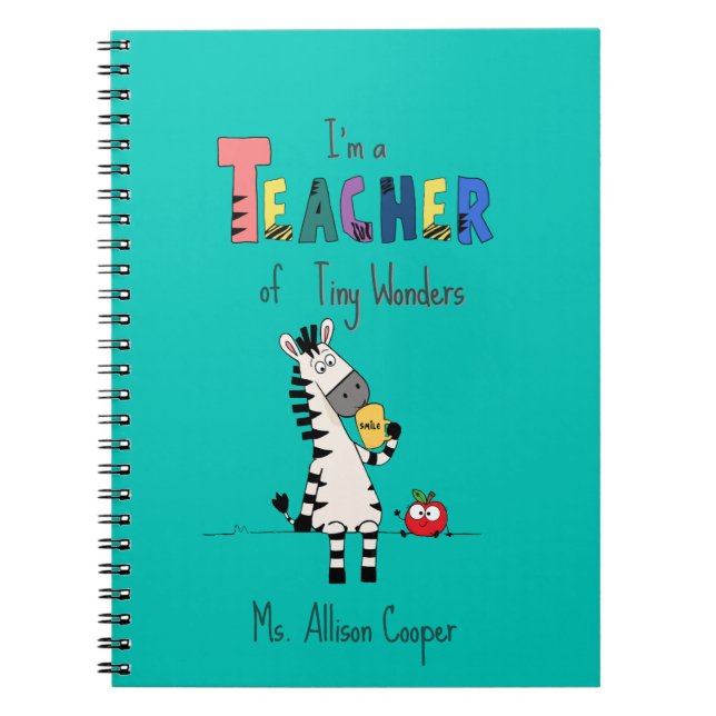 Caderno Espiral Professor de Zebra Fofo  (Frente)