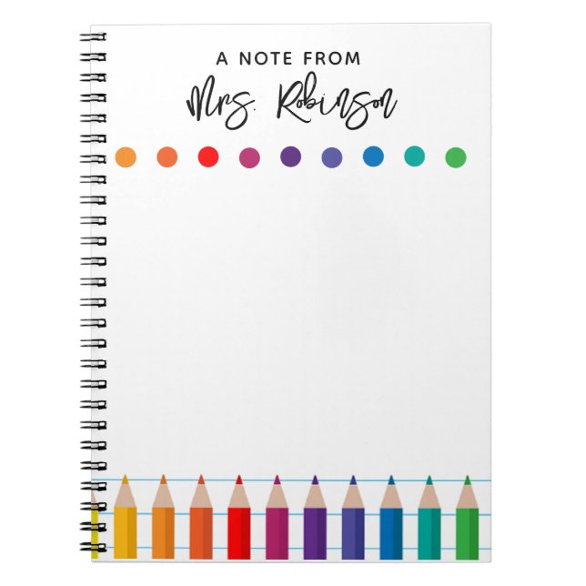 Caderno Espiral Professor do Rainbow Crayons Kindergarten (Frente)