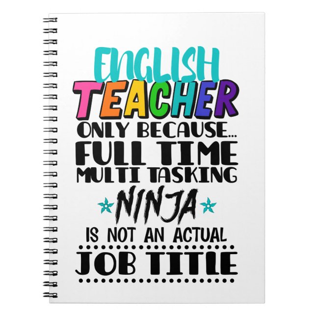 Caderno Espiral Professor Inglês Apenas Porque Multitarefa De Temp (Frente)