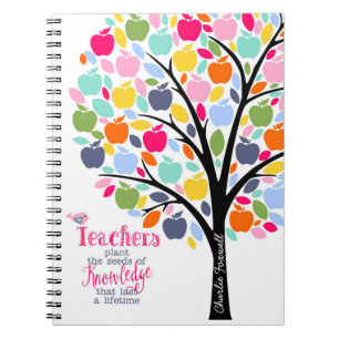Caderno Espiral professor planta uma semente de maçã colorida do