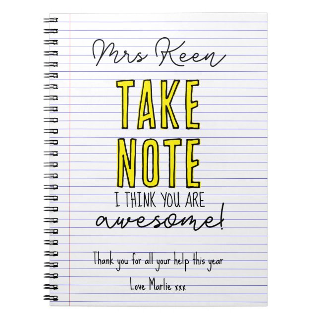 Caderno Espiral Professora anota que você é um incrível quadro de  (Frente)