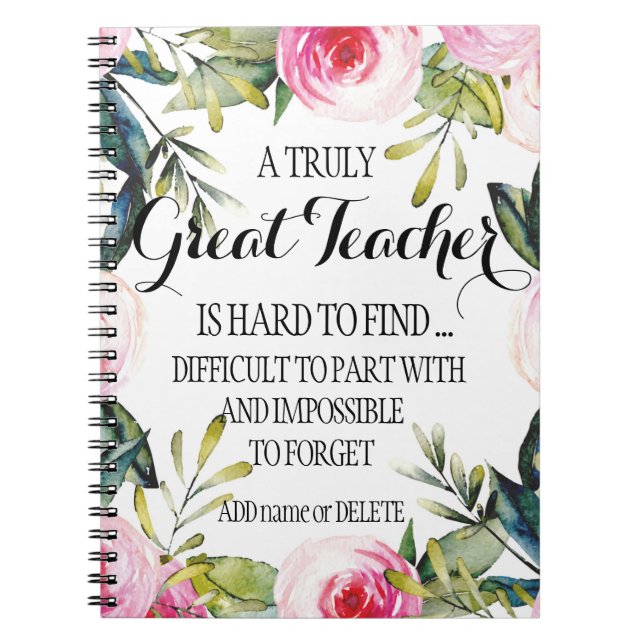 Caderno Espiral Professora deixando obrigado de aposentadoria de A (Frente)