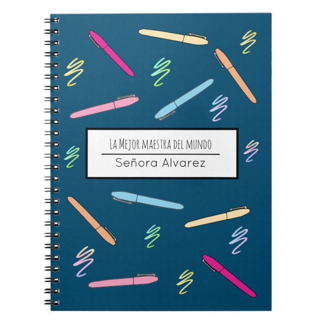 Caderno Espiral Professora Espanhola Obrigado Mejor Maestra del Mu (Frente)