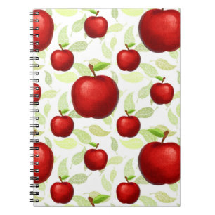 Caderno Espiral Professora Padrões de Árvore de Apple Pré-Escolar