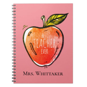 Caderno Espiral Professora Personalizada da Apple Watercolor