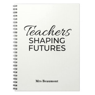 Caderno Espiral Professores Moldando Futuros Preto Motivacional
