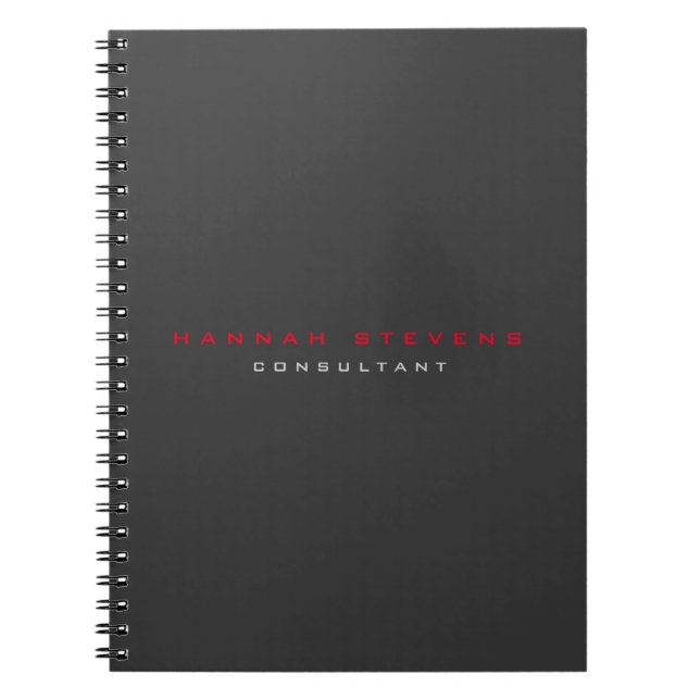 Caderno Espiral Profissional Minimalista Preto Vermelho (Frente)