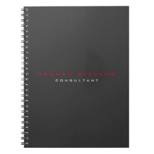 Caderno Espiral Profissional Minimalista Vermelho Preto