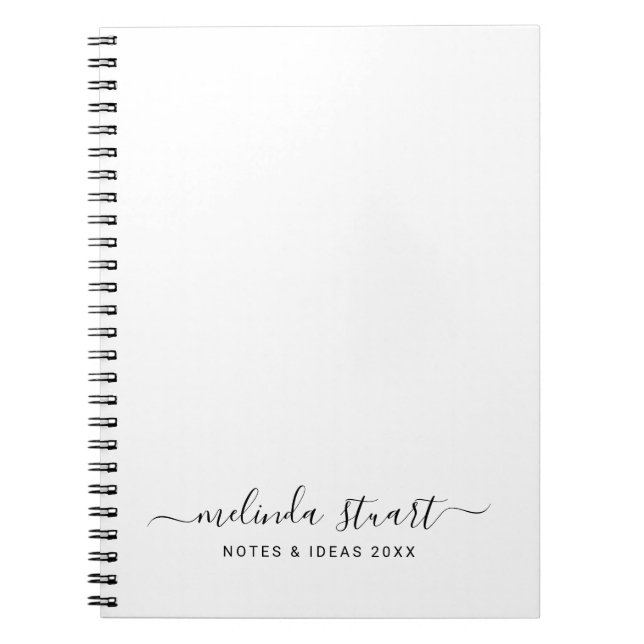 Caderno Espiral Profissional Moderno Script Preto e Branco (Frente)