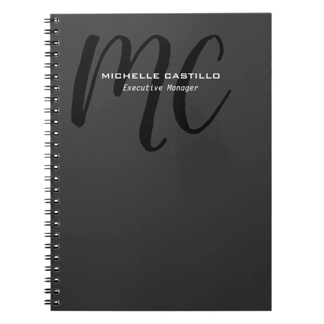 Caderno Espiral Profissional Monograma Minimalista Moderna (Frente)